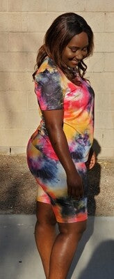 Tie Dye - Yellow, Back, White & Pink